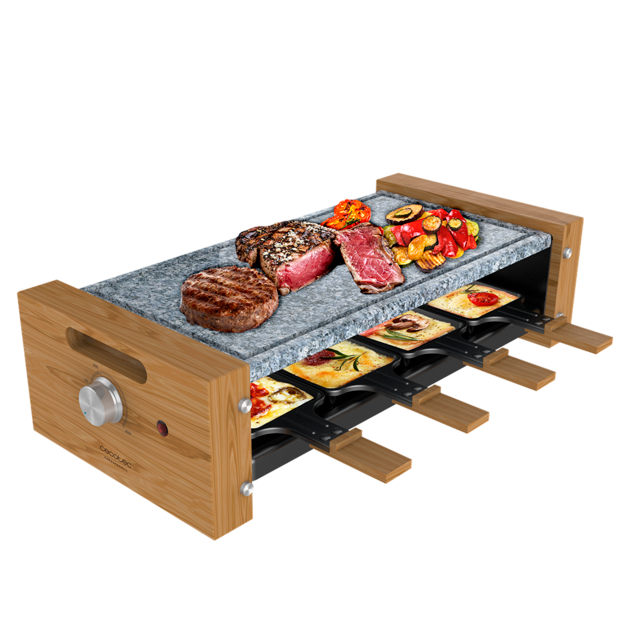 Cecotec - Raclette Cheese&Grill 8600 Wood AllStone