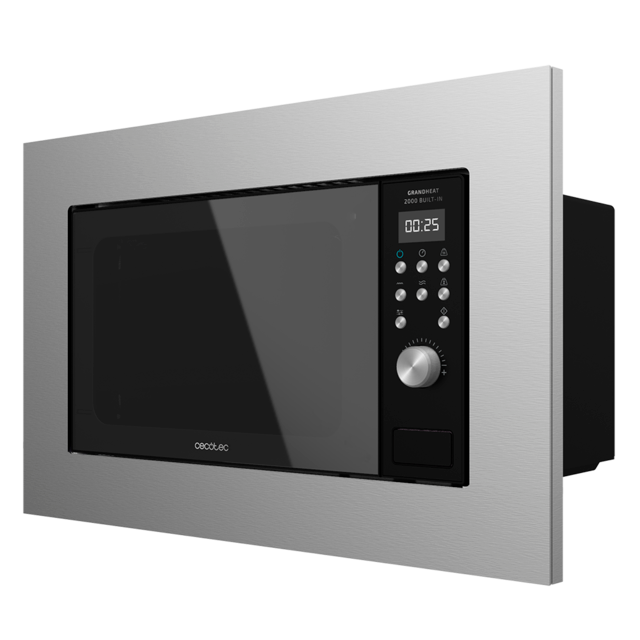 Cecotec - Microondas Encastrable GrandHeat 2000 Built-In Steel Black