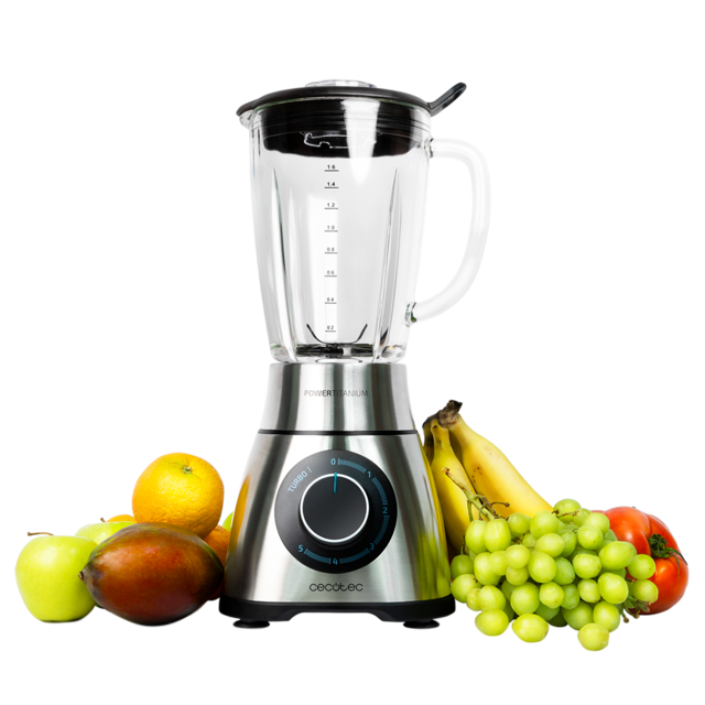 Cecotec - Batidora de Vaso Power Black Titanium 1300 PerfectMix