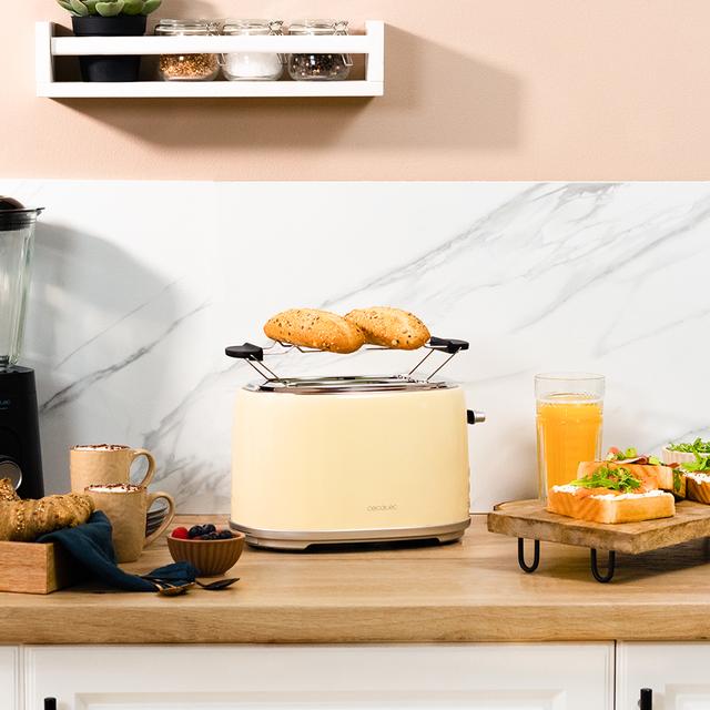 Cecotec - Tostador Vertical Toast&Taste 1000 Retro Double Beige