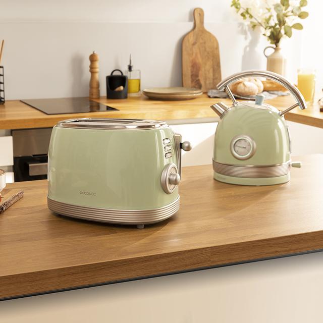 Cecotec - Tostador Vertical Toast&Taste 800 Vintage Light Green